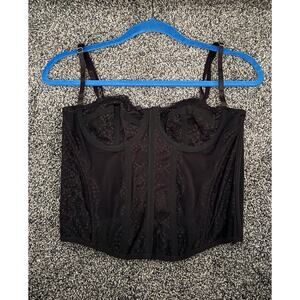 Black Lace Bustier Corset Top Size Large NWT